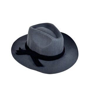 NWT Magid Wool Felt Wide Brim Fedora Hat Gray Western Cowgirl Rodeo Boho Panama